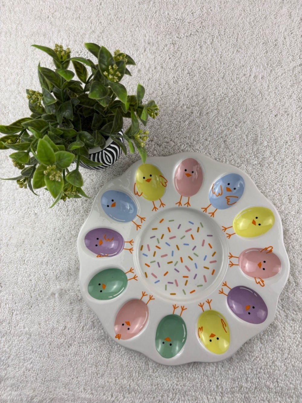 NWT Festive Voice Easter Treasures Deviled Egg Dish Plate